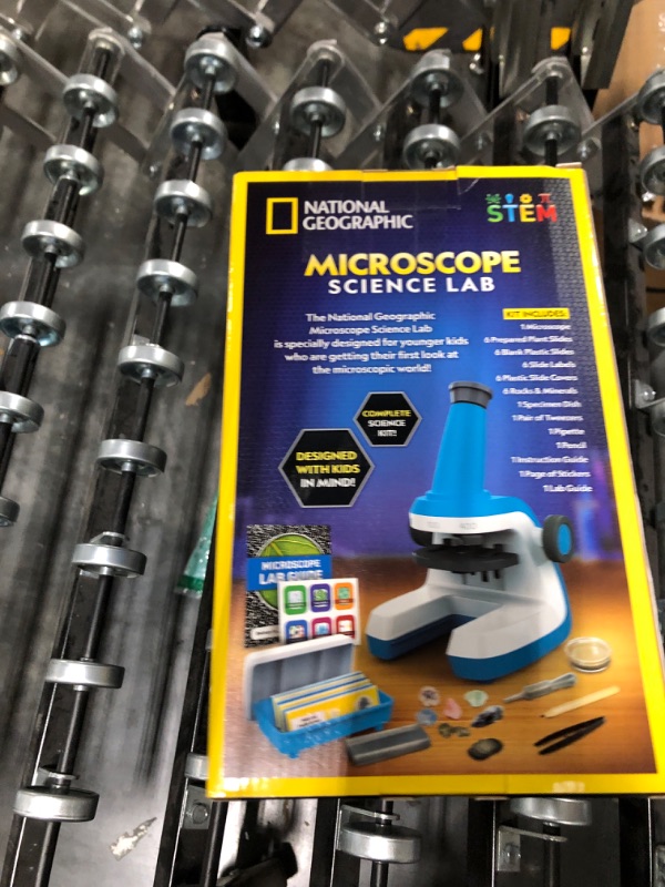 Photo 1 of NATIONAL GEOGRAPHIC Microscope for Kids - STEM Kit with an Easy-to-Use Kids Microscope, Up to 400x Zoom, Blank and Prepared Slides, Rock and Mineral Specimens, 37 Piece Set, Great Science Project Set Blue Microscope Kit