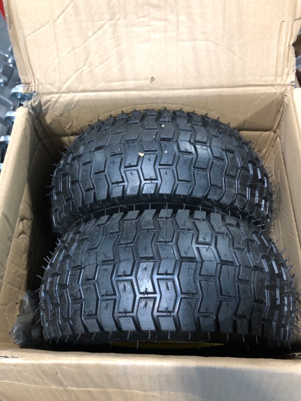 Photo 3 of Upgrade 2 Pcs 13x5.00-6 Tire and Wheel, 13x5.00-6 Tire with 3/4" Grease Bushing and 3"-5.4" Centered Hub, Air Filled 13x5x6 Lawn Mower Tire Assembly for Commercial Lawn, Garden Turf