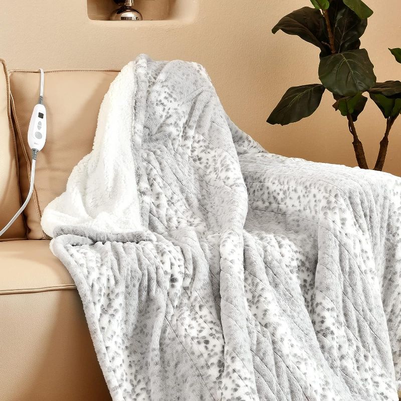 Photo 1 of *DOES NOT HEAT* 
Bearhug Electric Heated Throw Blanket 50" x 60", Reversible Faux Fur & Sherpa, 5-Year Warranty, 6 Heating Levels & 4H Auto Off, Over-Heat
