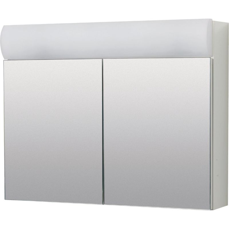 Photo 1 of Zenith 23.25 in. W x 18.63 in. H x 5.88 in. D Surface Mount Lighted Frameless Bi-View Medicine Cabinet in White