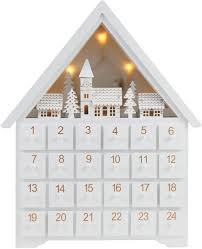 Photo 1 of PIONEER-EFFORT Wooden Christmas Advent Calendar House with 24 Drawers and Led Lights Countdown Calendars for Christmas Decoration 2023, Candy Box (White Forest)