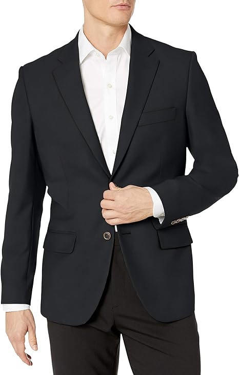 Photo 1 of Amazon Essentials Men's Long-Sleeve Classic-fit Button-Front Stretch Blazer 48 Black