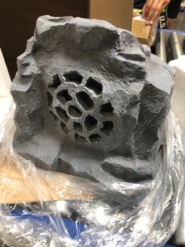 Photo 1 of Alpine Corporation Waterproof Bluetooth Solar-Powered Outdoor Wireless Rock Speaker, Gray