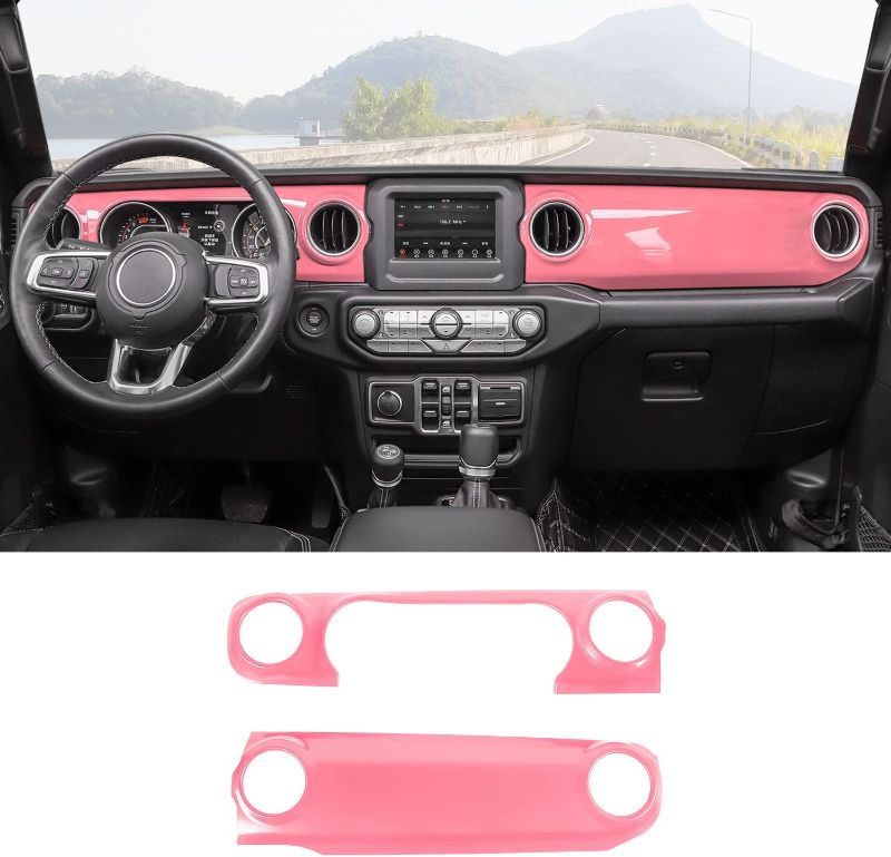 Photo 1 of ** SIMILAR** RT-TCZ Center Console Trim Cover Dashboard Control Panel Cover Decorative Interior Accessories for Jeep Wrangler JL JLU & Gladiator JT 2018-2022,Pink
