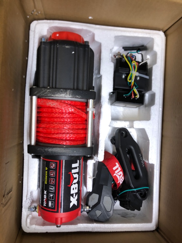 Photo 4 of X-BULL 4500 lbs Winch 12V Electric Winch Kits with Fairlead, ATV/UTV Winch with Waterproof Synthetic Rope Winch with Wireless Remotes and Mounting Bracket