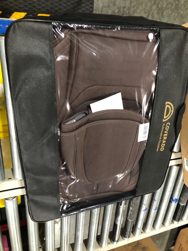 Photo 4 of Coverado Front Seat Covers 2 Pieces, Waterproof Nappa Leather Sideless Auto Seat Cushions Protective Car Accessories, Universal Fit for Most Sedans SUV Pick-up Truck, Brown
