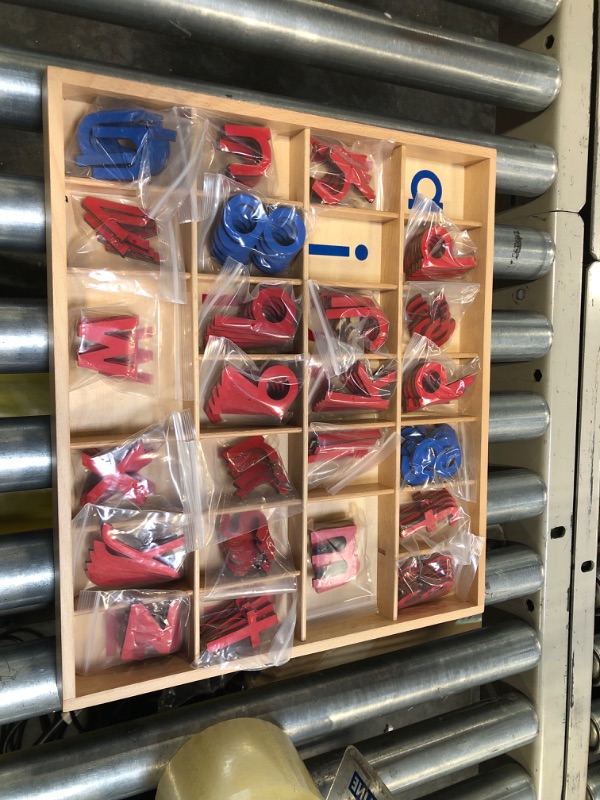 Photo 3 of Elite Montessori Wooden Movable Alphabet with Box Preschool Spelling Learning Materials (Red & Blue, 5mm Thick)