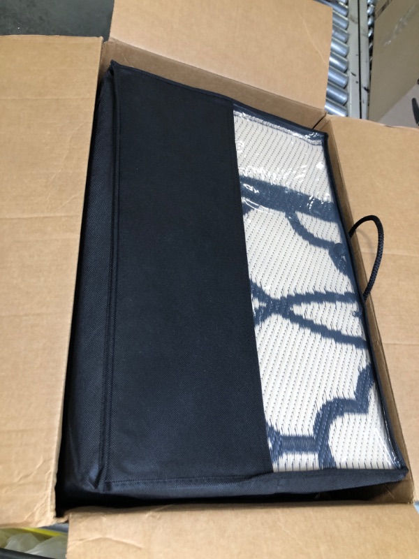 Photo 1 of Reversible Mats - Outdoor Rugs 5'x8' for Patios Clearance, Plastic Straw Rugs Waterproof, Portable, Large Floor Mat and Rugs for Outdoor RV, Garden, Balcony, Picnic, Beach, Camping(Black & Beige) Black & Beige 5x8ft