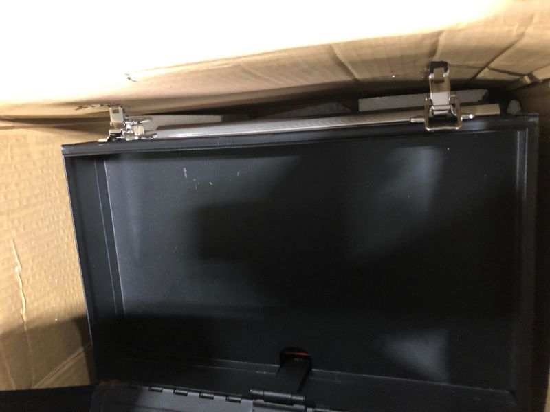 Photo 1 of 2 Drawers Portable Steel Tool Box with Metal Latch Closure - Black Hand Carry Metal 14“ Tool Chest Case Organizer for Tools Storage Cabinet - Powder Coated Toolbox Chest (EXCLUDING TOOLS)