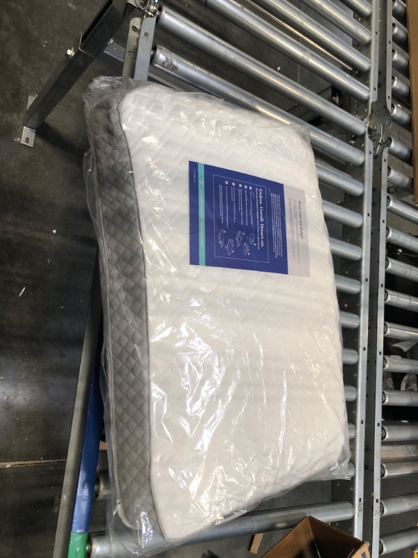 Photo 1 of 
Sealy Molded Bed Pillow for Pressure Relief, Adaptive Memory Foam with Washable Knit Cover, Standard, 16x24x5.75 Inches, White, Grey