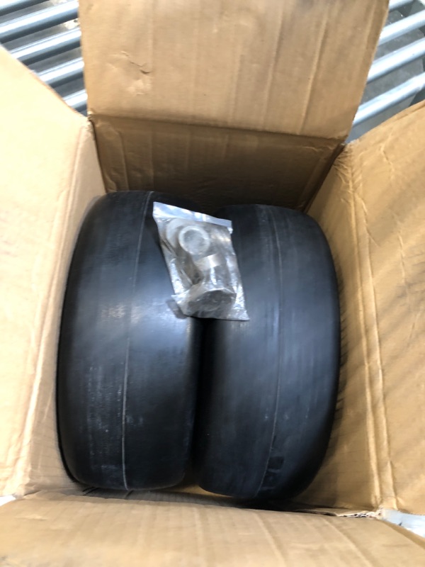 Photo 3 of 2 PCS Premium 13x5.00-6 Flat Free Tire and Wheel for Lawn Mowers & Zero Turn Mowers, with 3/4" & 5/8" Grease Bushing and 3.25"-5.9" Centered Hub, Solution for Commercial Grade Lawns, and Garden Turf