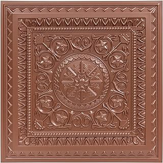 Photo 1 of Art3d Drop Ceiling Tiles, Glue up Ceiling Tiles, 2'x2' Plastic Sheet in Copper (12-Pack, 48 Sq.ft)