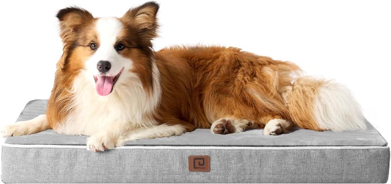 Photo 1 of  Waterproof Dog Beds for Extra Large Dogs with Orthopedic Memory Foam, Grey, 41x27