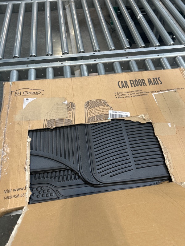 Photo 1 of Automotive Floor Mats Solid Black ClimaProof for all weather protection Universal Fit Trimmable Heavy Duty fits most Cars, SUVs, and Trucks, 3pc Full Set FH Group F11306BLACK