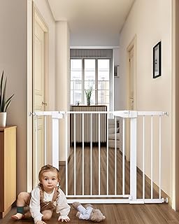 Photo 1 of 
Roll over image to zoom in
Mom's Choice Awards Winner-Cumbor 29.7-46" Baby Gate for Stairs, Auto Close Dog Gate for the House, Easy Install Pressure Mounted Pet Gates for Doorways, Easy Walk Thru Wide Safety Gate for Dog, White