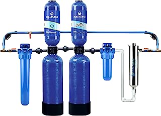 Photo 1 of Aquasana Whole House Water Filter System - Water Softener Alternative w/ UV Purifier, Salt-Free Descaler, Carbon & KDF Media - Filters Sediment & 97% Of Chlorine - 1,000,000 Gl - EQ-1000-AST-UV