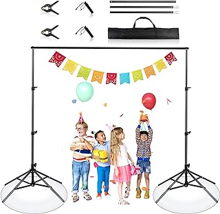 Photo 1 of Backdrop Stand 6.5ftx6.5ft, Backdrop Stand for Parties, Back Drop Adjustable Stand, Portable Background Stand for Baby Showers, Birthday Parties, Photo Studio
