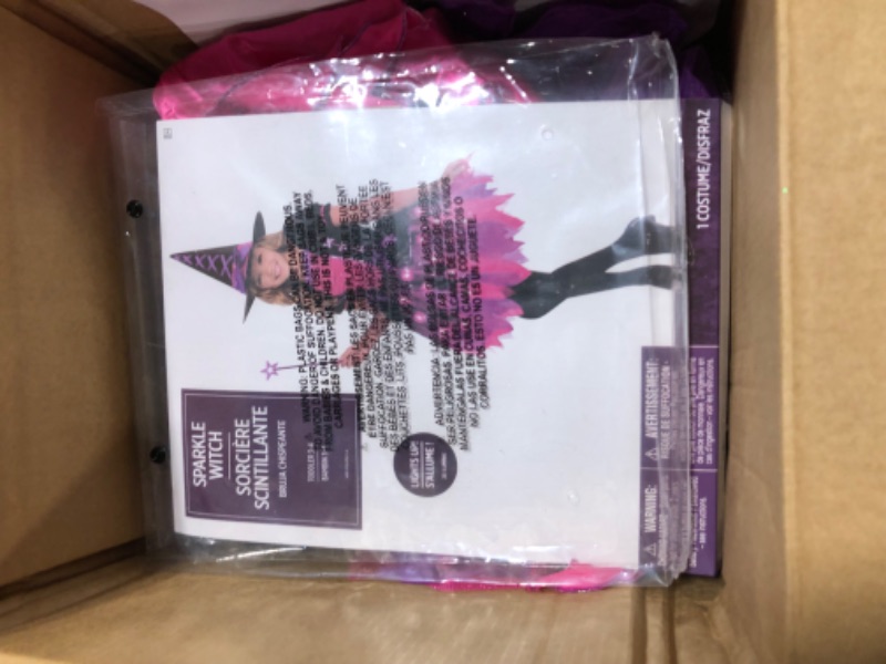 Photo 3 of amscan Girls Light-Up Sparkle Witch Costume, Includes Dress, Hat, And Wand; 3-4T