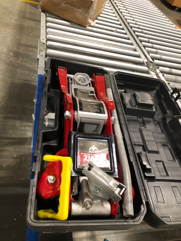 Photo 2 of JackBoss Torin Hydraulic Low Profile Floor Jack 2.5 Ton (5,000 lb) Capacity Trolley Jack with Quick Lift Pump and Portable Storage Case, Red, T825010