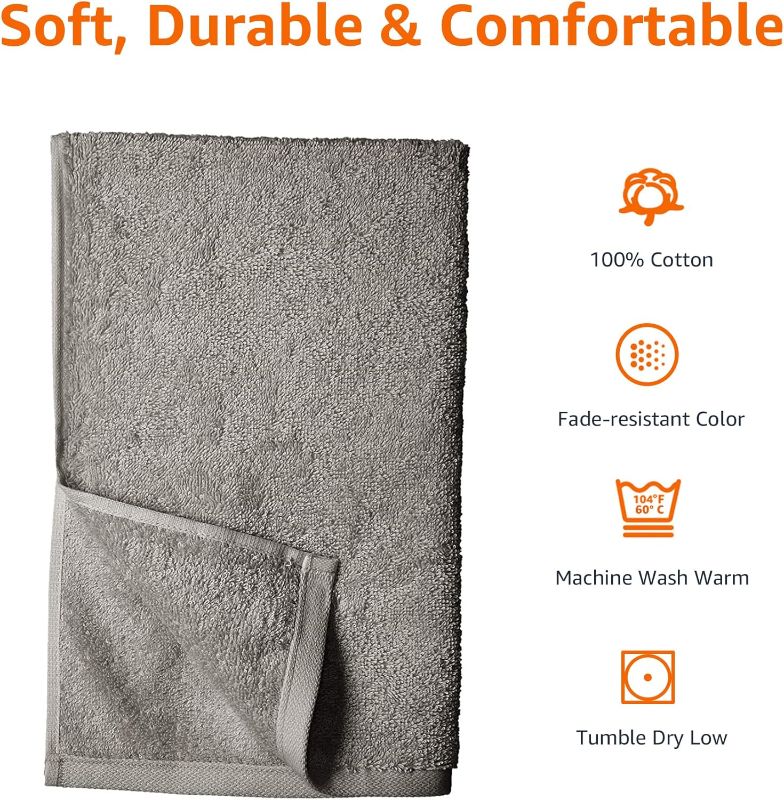 Photo 1 of Amazon Basics Cotton Hand Towel GRAY