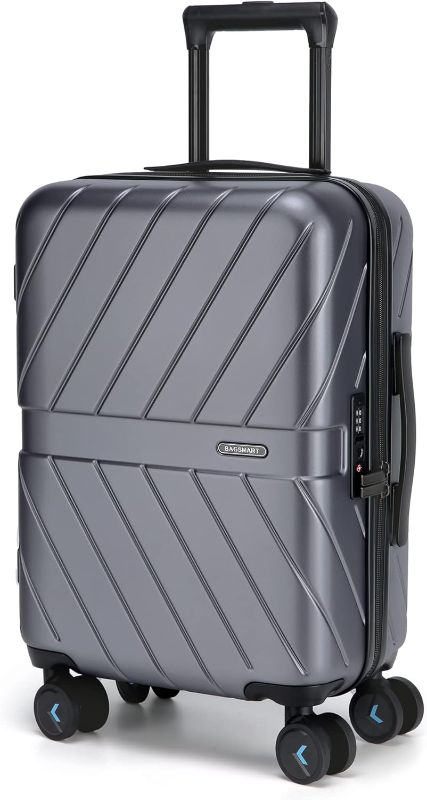 Photo 1 of BAGSMART Carry On Luggage 22x14x9 Airline Approved, 1OO% PC Lightweight Carry On Hardside Suitcase, 20 Inch Hard Shell Luggage with Spinner Wheels, Waterproof Rolling Suitcase, Silver Gray