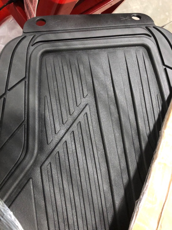 Photo 4 of Dickies 4-Piece All-Weather Floor Mats, Heavy-Duty Rubber Liners, Universal Trim-to-Fit Custom Auto Mats, Anti-Slip Design, All-Season Automotive Protection, Vehicles, Cars, Trucks, and SUVs (Black) 4-Piece Black Trimmable All-Weather Floor Mats