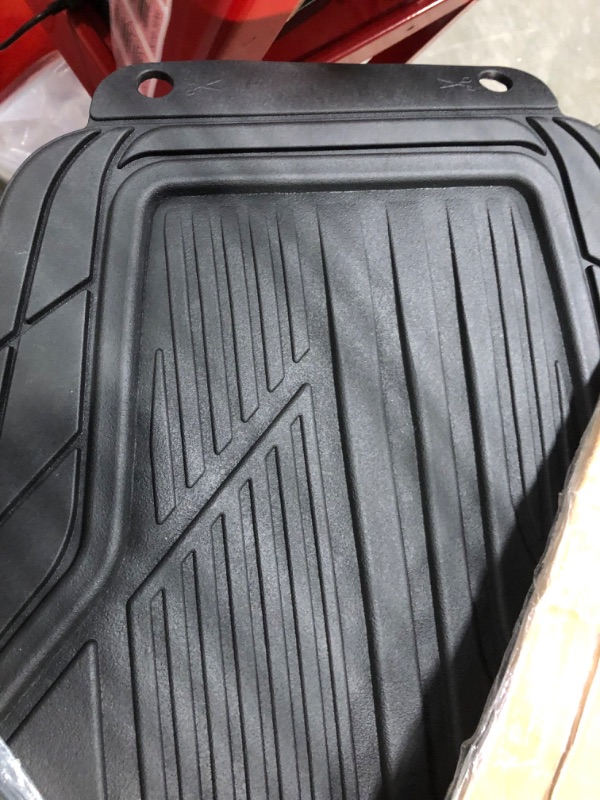 Photo 3 of Dickies 4-Piece All-Weather Floor Mats, Heavy-Duty Rubber Liners, Universal Trim-to-Fit Custom Auto Mats, Anti-Slip Design, All-Season Automotive Protection, Vehicles, Cars, Trucks, and SUVs (Black) 4-Piece Black Trimmable All-Weather Floor Mats