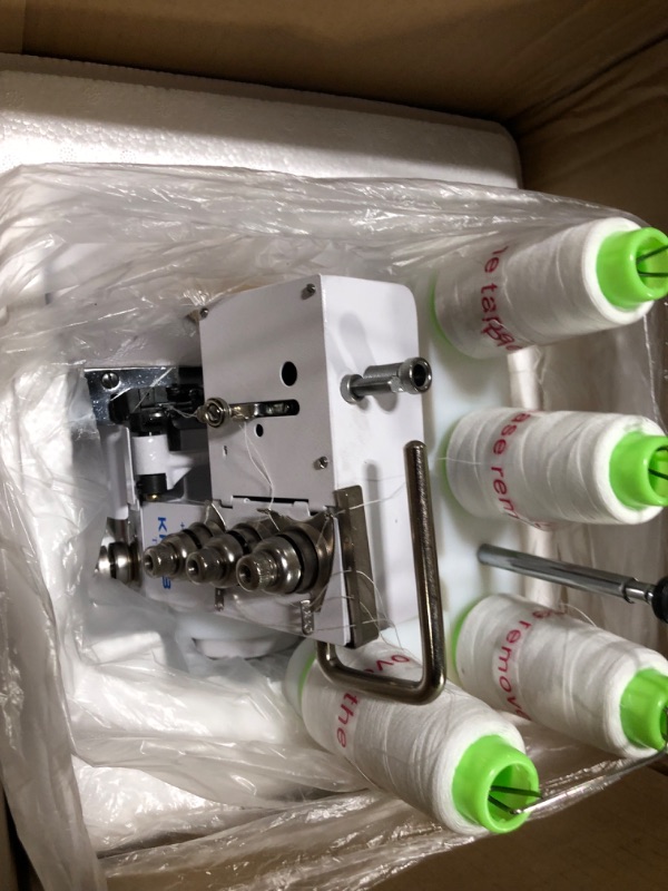 Photo 4 of **MISSING PLUG** KPCB Serger Sewing Machine Overlock Machines with Upgraded LED Light and Accessories Kit White