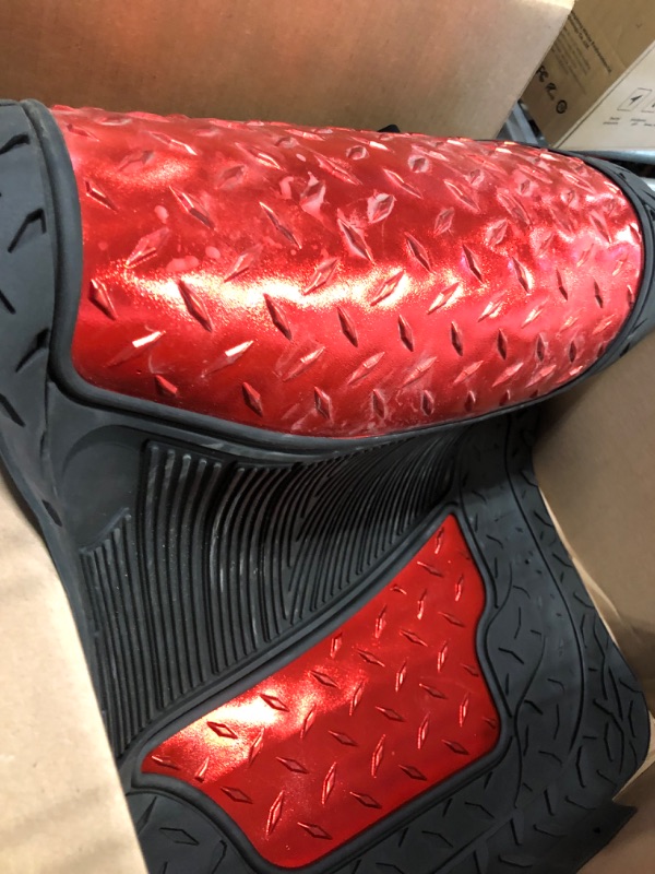 Photo 1 of Automotive Floor Mats Red Universal Fit Climaproof for All Weather Protection Heavy Duty Rubber fits Most Cars, SUVs, and Trucks, Trim to Fit Design FH Group F11315RED