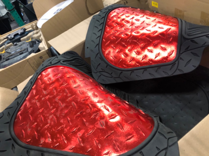 Photo 1 of Automotive Floor Mats Red Universal Fit Climaproof for All Weather Protection Heavy Duty Rubber fits Most Cars, SUVs, and Trucks, Trim to Fit Design FH Group F11315RED
