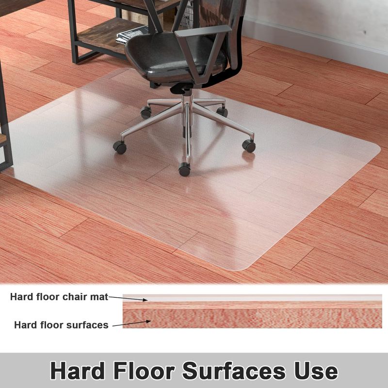 Photo 1 of 100pointONE Office Chair Mat for Hardwood Floors, 53"x 45" Transparent Office Floor Mat for Office Chair On Hardwood Floor, Plastic Floor Protector Mat for Office & Home
