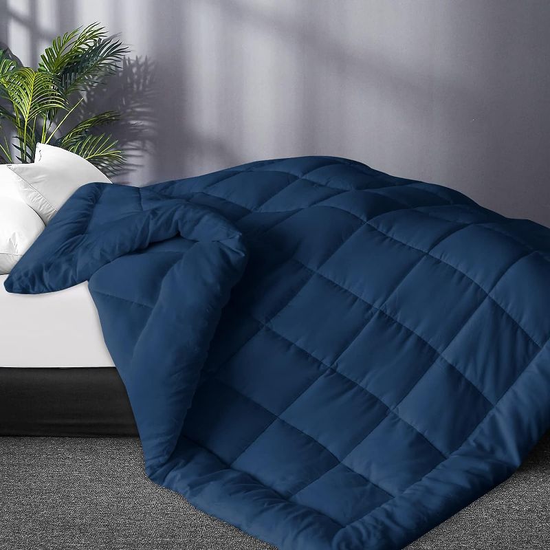 Photo 1 of Amazon Basics Lightweight Microfiber Comforter Blanket, Twin/Twin XL, Navy/Sky Blue

*not exact picture*
