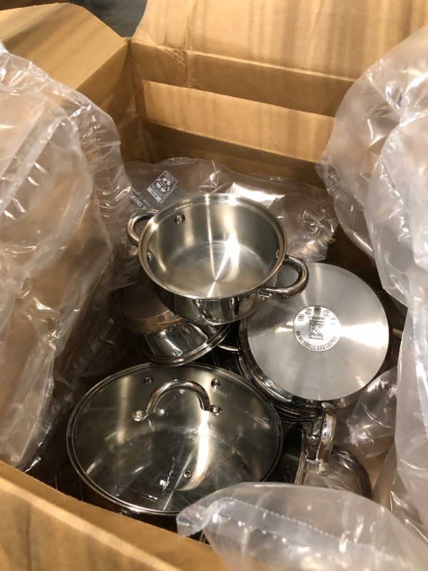 Photo 3 of **USED** Cook N Home Kitchen Cookware Sets, 12-Piece Basic Stainless Steel Pots and Pans, Silver
