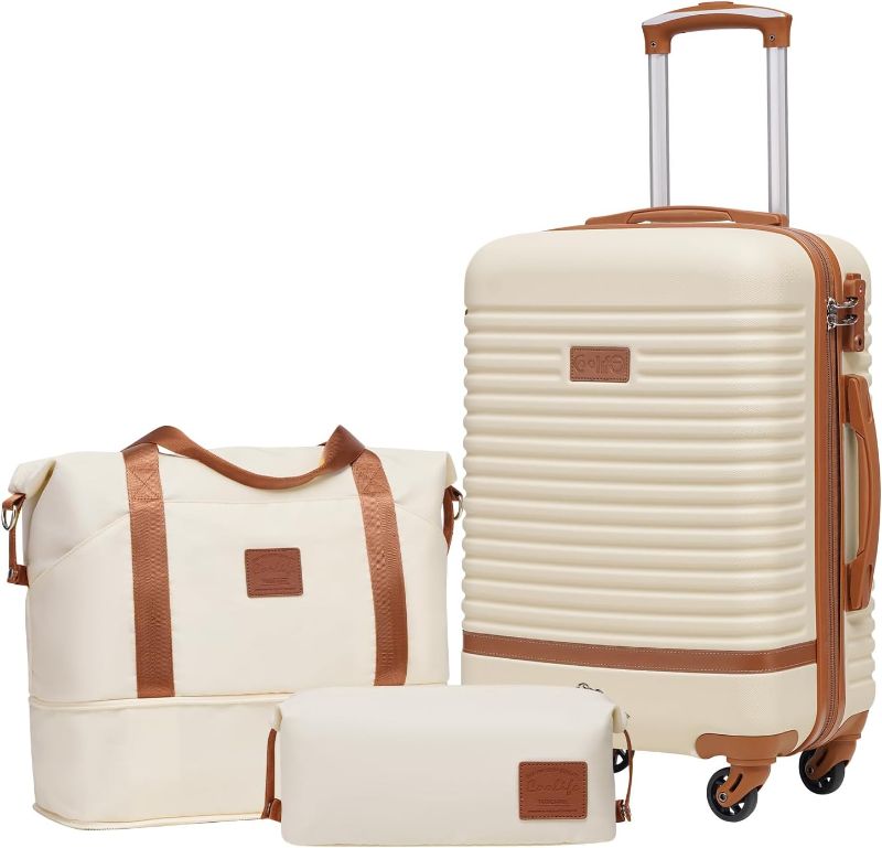 Photo 1 of *carry on and fabric bag only*  Coolife Luggage Sets Suitcase Set 3 Piece Luggage Set Carry On Hardside Luggage with TSA Lock Spinner Wheels
