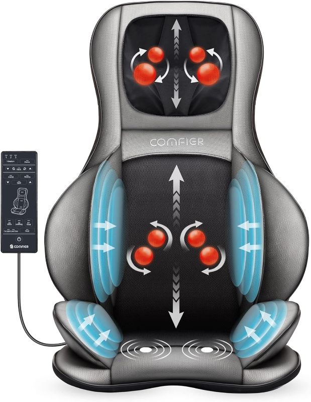 Photo 1 of COMFIER Shiatsu Neck Back Massager with Heat, 2D ro 3D Kneading Massage Chair Pad, Adjustable Compression Seat Massager for Full Body Relaxation, Gifts for Women Men,Dark Gray
