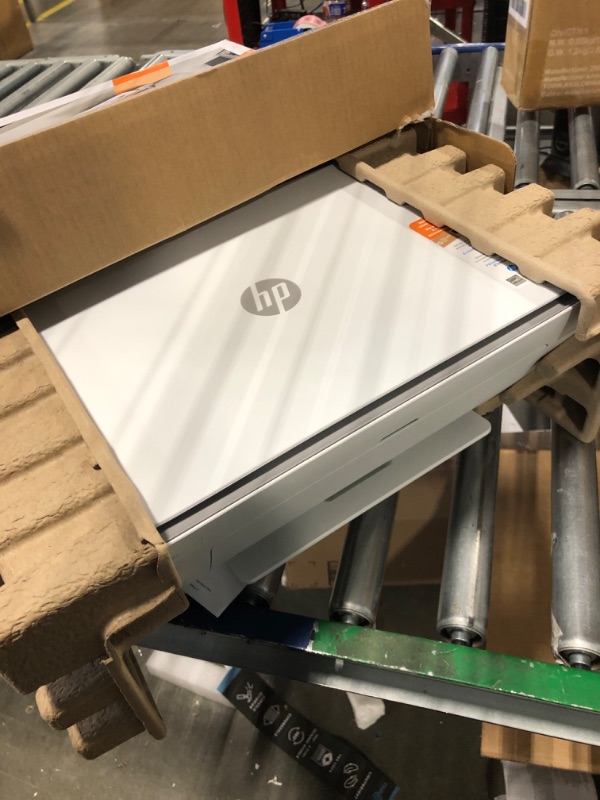 Photo 1 of HP DeskJet 2755e Wireless Color All-in-One Printer with bonus 6 months Instant Ink (26K67A), white
