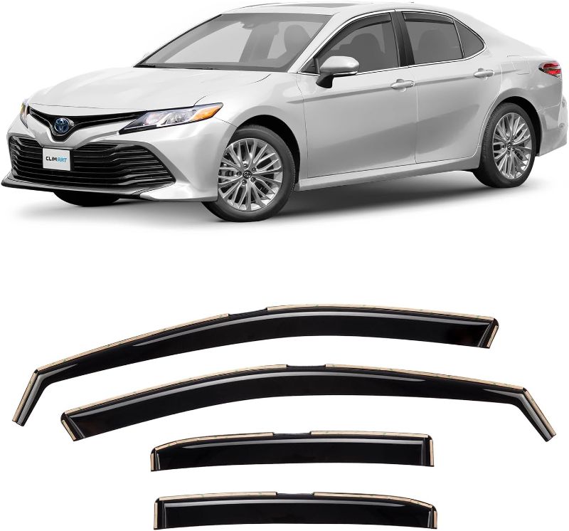 Photo 1 of CLIM ART Incredibly Durable Rain Guards for Toyota Camry 2018-2023, Original Tape-on Window Deflectors, Vent Deflector, Vent Window Visors for Cars, Dark Smoke, Car Accessories, 4 pcs. - 417151 For Camry 18-23