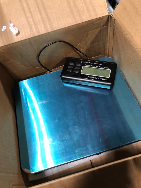 Photo 2 of Flexzion Digital Shipping and Postal Scale, Heavy Duty Stainless Steel Platform, 440Lbs 200KG Weight Capacity with LCD Backlight Display and AC Adapter
*not exact picture*-blue protection film on scale*

