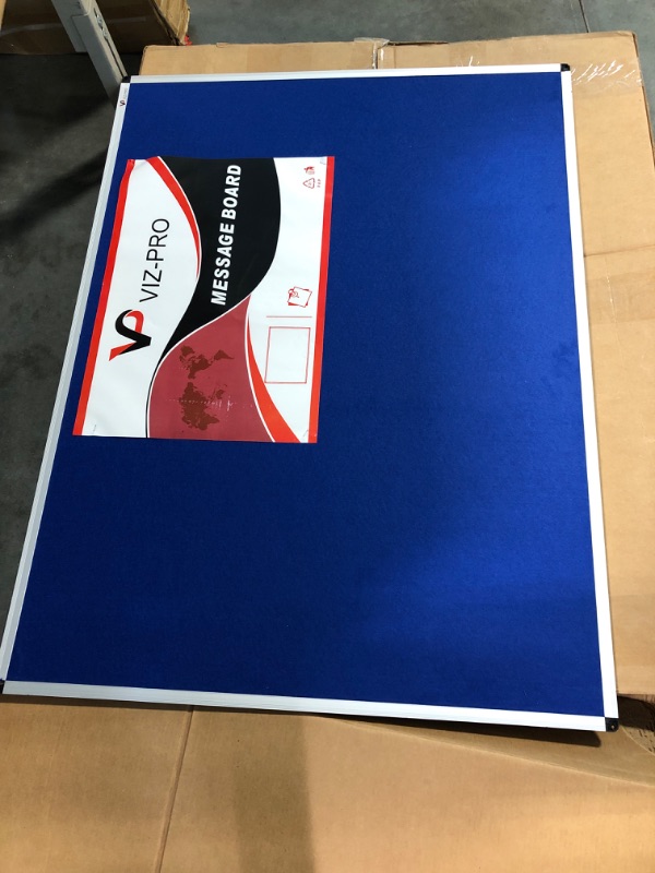 Photo 1 of VIZ-PRO Notice Board Felt Blue, 48 X 36 Inches, Silver Aluminium Frame 48 x 36 Inches Blue