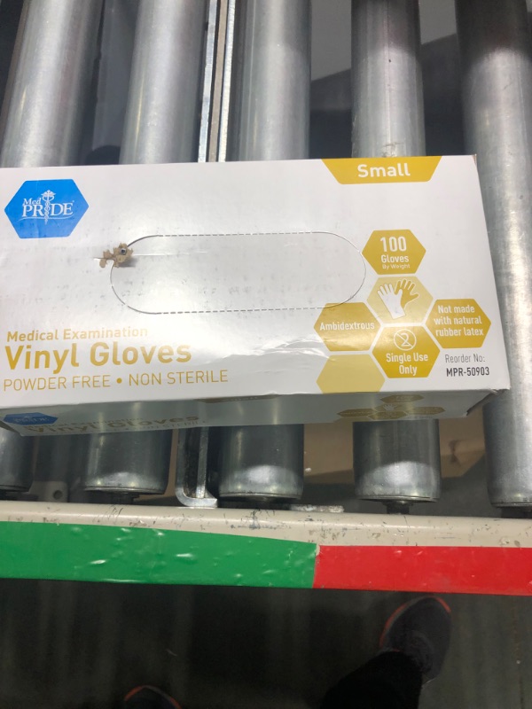 Photo 1 of MedPride Powder-Free Vinyl Exam Gloves, Small, Box/100 Small (Pack of 1) Box/100