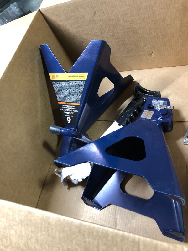 Photo 3 of TCE 6 Ton (12,000 LBs) Capacity Double Locking Steel Jack Stands, 2 Pack, Blue, AT46002AU 6 Ton (12,000 lb) Jack Stands