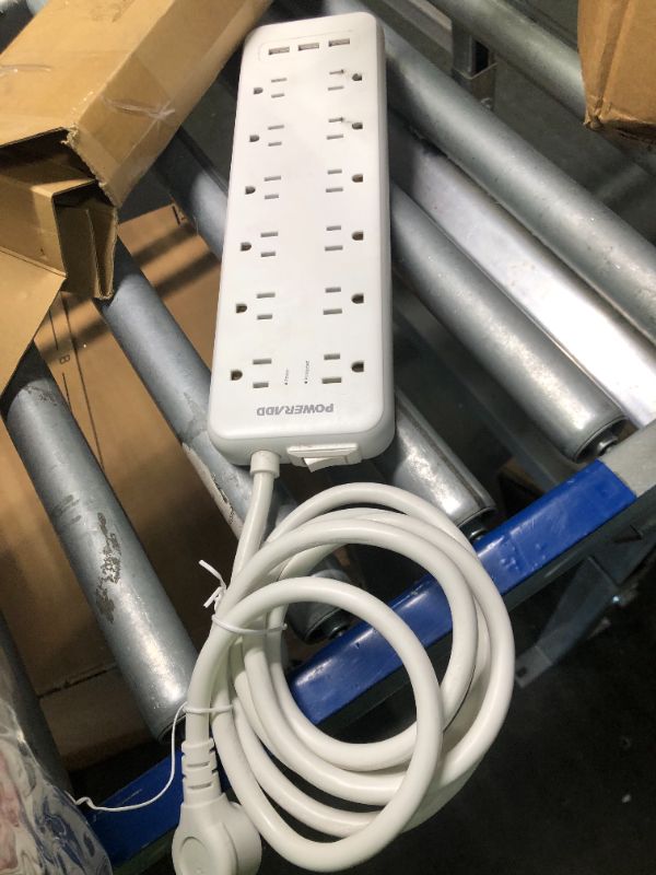 Photo 4 of Belkin 12-Outlet Surge Protector Power Strip w/ 12 AC Outlets, 1 USB-C Port, & 2 USB-A Ports, 6ft Cable, Overload and Overvoltage Protection, and On/Off Power Switch - 4,000 Joules of Protection 1 pack Power Strip, 12 Outlet