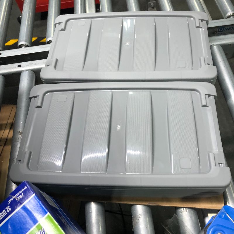 Photo 1 of Amazon Basics 5 Quart Stackable Plastic Storage Bins with Latching Lids- Clear/ Grey- Pack of 10 5 Qt. - 10 Pack