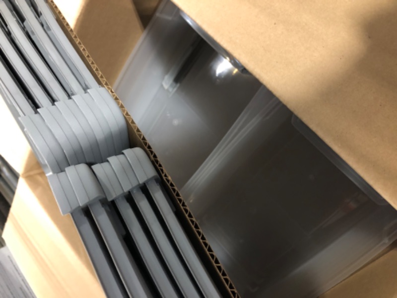 Photo 1 of Amazon Basics 5 Quart Stackable Plastic Storage Bins with Latching Lids- Clear/ Grey- Pack of 10 5 Qt. - 10 Pack