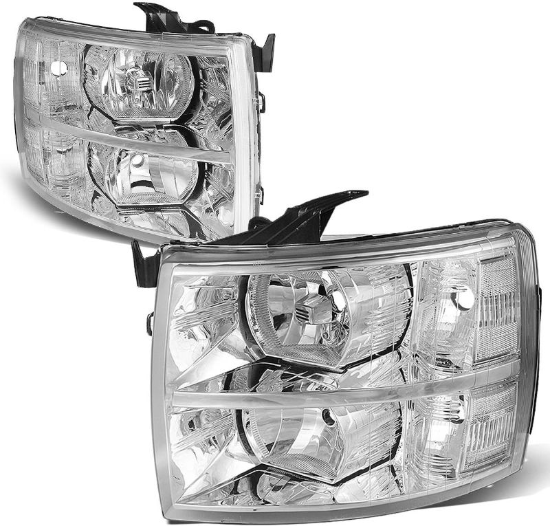 Photo 1 of ANPART Pair of Headlight Assembly Fit for Chevy Silverado 1500 2007-2013,for Chevy Silverado 2500 2007-2014,for Chevy Silverado 3500 2007-2013 Headlamp Chrome Housing Clear Reflector Clear Lens