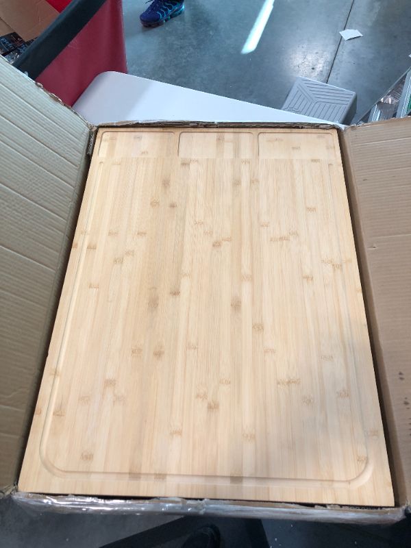 Photo 2 of 30 x 21 in Extra Large Bamboo Cutting Board and Stovetop Cover, Stove Top Cover Chopping Board with Detachable Legs and Juice Groove, Protector Board for Restaurant Kitchen Counter & Sink XXXL(30x21x3.3")