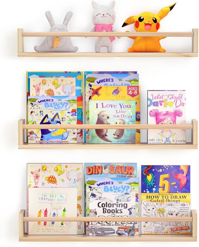 Photo 1 of 24 inch Nursery Book Shelves Set of 3? Nursery Shelves Wall Books Shelves Perfect for Kids' Room, Kitchen, Bedroom and Bathroom
