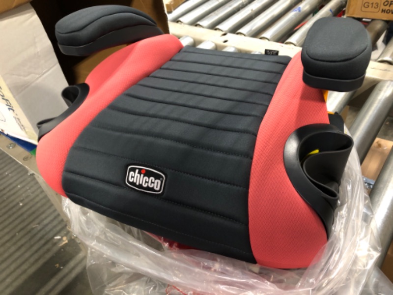 Photo 1 of Chicco GoFit Backless Booster Car Seat, Travel Booster Seat for Car, Portable Car Booster Seat for Children 40-110 lbs. | Coral/Orange Coral GoFit
