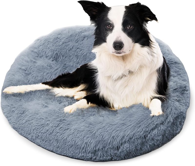 Photo 1 of Active Pets Plush Calming Dog Bed, Donut Dog Bed for Small Dogs, Medium & Large, Anti Anxiety Dog Bed, Soft Fuzzy Calming Bed for Dogs & Cats, Comfy Cat Bed, Marshmallow Cuddler Nest Calming Pet Bed Small 23" Beige