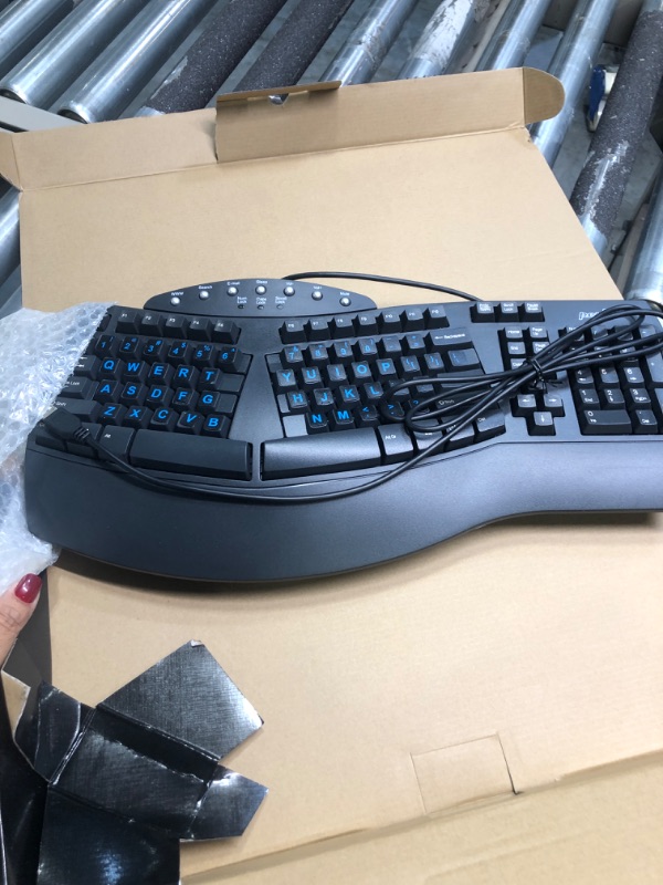 Photo 1 of Perixx Periboard-512 Ergonomic Split Keyboard - Natural Ergonomic Design - Black - Bulky Size 19.09"x9.29"x1.73", US English Layout Wired Black Keyboard